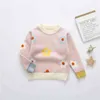 Herfst Winter Meisjes Bloemen Gebreide Trui Baby Kids Dikke Houd Warme Lange Mouwen Tops Toddler Kindertrui voor 211104