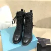 Designer de luxo mulher moda botas de couro e tecido de náilon botas mulheres tornozelo motociclista austrália tênis de inverno tamanho eua 4-10