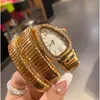 Роскошная леди браслет женщин смотрит на наручные часы Золотых змей лучшие бренд бриллиантовые из нержавеющей стали женские часы для Ladies Christma228G