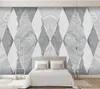 Wallpapers Wellyu Custom Muurschildering 3D Moderne Minimalistische Jazz Wit Marmeren patroon Geometrische vierkante achtergrond Woonkamer behang