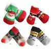 Chaussettes de Noël pour animaux de compagnie Chaussettes de Noël Petits chats chaussettes chaises tricotées automne et hiver Chaussure de chien élastique chaude Santa Claus Elk motif XD29963