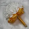 結婚式の花Perfectlifeoh Bouquet Gold White人工ブライダルブライドブックDe noiva261i