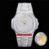 TWF Najwyższej jakości Zegarki Nautilus Pełny ICEd Out Custom Diamonds Set 5719 / 10G-010 Cal.324 Automatyczny Zegarek Mens Pavé Dial Dial Bransoletka Stalowa Bransoletka Gents Sports Wristwatches