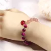 Pierres précieuses Perles Brins Bracelets 8 MM Cristal Naturel Rose Rouge Oeil De Tigre Pierre Améthyste Renard Pendentif Charme Bracelet pour Femmes Cadeau