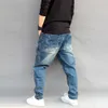 Hommes Jeans Casual Joggers Plus La Taille Hip Hop Harem Denim Pantalon Camouflage Patchwork Qualité Pantalon Bleu Couleur Homme Vêtements