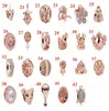 2022 Original 925 perles en argent Rose Or Étincelant Coeur Serrure Clé Pendentif Perles Charme Fit Pandora Charmes Bracelets Femmes DIY Bijoux