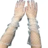 Five dita guanti a pois in pizzo lunghe semi semi a valle a maglie di protezione solare di protezione da sole guanti di protezione solare