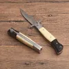 Ny taktisk vikkniv D2 Satin Blade Cow Bone Handle Outdoor Camping Handing EDC Pocket Knives With Nylon Bag