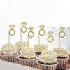 Andere festliche Partei liefert 10 stücke Diamant Ring Cupcake Topper Hochzeit Dekor Brautdusche Happy Birthday Engagement Valentinstag Kuchen