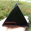 Naturlig svart Obsidian Pyramid Tower Healing Crystal Hantverk Kvartskristaller Heminredning