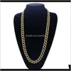 Chains Necklaces & Pendants Hip Hop Iced Out Cuban Link Chain Necklace Bling Jewelry 16Inch 18Inch 20Inch 24Inch 30 Inch Drop Delivery 2021