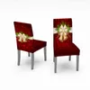 Chaise de Noël couvre Santa imprimé élastique extensible salle à manger housse de siège de cuisine couverture spandex maison navidad décor 211116