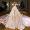 Robes De Mariée De Luxe De Dubaï Avec Des Perles De Cristal Plume Princesse Sirène Ruché Satin Robes De Mariée Sur Mesure Robe De Noiva