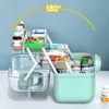 Tragbare Erste-Hilfe-Set-Aufbewahrungsbox aus Kunststoff mit hoher Kapazität, multifunktionaler Familiennotfall mit Griff, Medizintruhe 210922