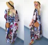 2021 Bohemian Printed Half Sleeve Summer Beach Wear Long Kimono Cardigan Cotton Tunic Women Tops Blouse Shirt Sarong plage N796 210315