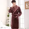 Ropa de dormir para mujer Coral Fleece Ropa de dormir Invierno Dama Kimono Bata de baño Cálido Franela Robe Nightgown Pareja Grueso Largo Sexy Hogar