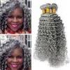 Colorato Grigio Deep Curly Human Human Hair Bundles Pure Weaves Wave Grey Hair Extensions DHL GRATIS