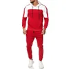 Erkekler Eşofman Koşu Takım Elbise Renk-Blokaj Hoodies Set Adam Polar Hoodies Ve Pantolon Erkek Çalışma Out Giysileri Jogger Set Spor Giyim Y0831