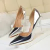 Women's High Heels Sandals Stiletto Metal Heel 10.5cm Point Toe Side Hollow Sexy Silver Party Club Shoes