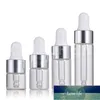 10Pcs Glass Essential Oil Aromatherapy Dropper Bottles Sliver Cap Reagent Pipette Mini Refillable Clear Bottle