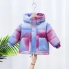 2021 Hiver Cravate Tye-colorant Blanc Duck Double Manteau Pour Enfants Enfants Garçons Filles Chaud Veste Chaud à capuche Vêtements De Vêtements De Snowsuit Teen Vêtements 12 H0909