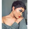 Brazilian wavy Short Human Hair Wig For Black Women natural color /ombe blonde Pixie Cut lace front Wig with bangs