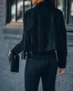 Giacca di pelle da donna con frange La moda autunnale per donne cappotti corti slip abiti a lungo calcio streetwear1580006