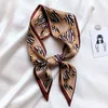 Female Spain Silk Neck Scarf Luxury Leopard Gold Chain Hair Tie Scarves Foulards Head Band Shawls and Wraps Neckerchief Bandanas Y220228