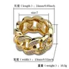 Anillo de cadena de eslabones cubanos TOPGRILLZ, anillo de joyería de circonita cúbica helada de Color dorado Hip Hop para hombres, 7 8 9 10 11, cinco tamaños 211217