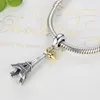 925 Sterling Silber PARIS EIFFELTURM ANHÄNGER CHARM Gold-Farbe Herz Charms passen Pandora Original BW Armbänder Frauen Schmuck Q0531