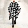 Herenwol mengsels winter zwart jas lange jas heren mantel batwing mouw oversized capeed cape poncho mannelijke bovenkleding onregelmatige overjas 3