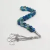 Fios de miçangas tasbih azul natural ágata de pedra islâmica homem misbaha bracelete rosário bead 2022 jóias árabes presentes de moda muçulmana eid adha fa fa fa fa fa