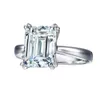 HBP S925 Sterling Silver Silver High Carbon Diamond Emerald Cutter Diamond Ring 3 CARAT SPEPT Simulation Female1516884