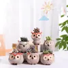 6 Piece Planter Succulent Cactus Bonsai Holder Garden Decoration Mini Owl Flowerpot Flower Pot Home Office Decor Y200709