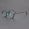 Vintage rond titane acétate lunettes montures hommes femmes 039s rétro cercle Prescription lunettes Double faisceau optique Eyewea9019377