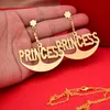 Örhängen halsband Dubai Gold Color Letter Pringces smyckesuppsättningar för kvinnor afrikanska bröllop hängande smycken set engagemang gåvor