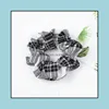 Hair Rubber Bands Jewelry Classic Plaid Scrunchies Women Elastic Tie Scrunchie Girls Headwear Loop Ponytail Holder Aessories Drop Delivery 2