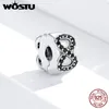 Infinity Stoper WOSTU 100% 925 Ayar Gümüş Sonsuz Aşk Şekli Stoper Charms Fit Bilezikler Siyah Zirkon Takı CQC1498 Q0531