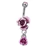 Anneaux de nombril hypoallergéniques en acier inoxydable, cristal Rose fleur, barre de perçage, bijoux pour femmes, anneau de nombril Bikini