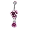 Anillos de ombligo hipoalergénicos de acero inoxidable, Piercing para el cuerpo con flor de rosa de cristal, joyas para mujer, Bikini, anillo para el ombligo