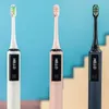 OLED Sonic Electric Toothbrush 5 Modes Wireless Inductive Charging Tooth Cleaner W/ 4 Brush head IPX7 Waterproof - White