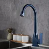 Schwarz/Chrom/Blau/Grau -Raum Aluminium Küche Wasserhahn Gemüse Badezimmer Becken Waschbecken Wasser abhängt kalte heiße Goldmixer Luxus T200424