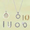2021 Herfst S925 sterling zilver tweekleurige cirkel, dubbele cirkel ketting, U-vormige hoepel oorbellen, originele 1: 1 sieraden