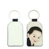 DHL Double face sublimation Blanks Keychain Party Faven Pu Leather Chain pour le transfert de chaleur du bricolage de Noël