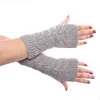 Перчатки без пальцев без пальцев Мода полые вязаные вязаные зимние осенние фитнес перчатки девушки женщины рука теплые варежки рукава открытый