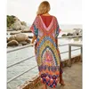 Abito da spiaggia estivo allentato stampato bohemien ad asciugatura rapida Abito da donna caftano marocchino Plus Size Beachwear Nappa Midi Q897 210623