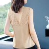 Lato Korean Moda Jedwabny Tank Top Kobiety Satynowe Biuro Lady Lace Solid Plus Rozmiar XXXL / 5XL Biała Odzież dla 210531