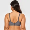 Lace Trim Full täckning Bomull WireFree Bra Plus Storlek 36-48 B C D DD E 210623