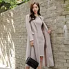 Elegant Women Long Blazer Coat Spring Autumn Notched Collar Sleeve Office Lady Outerwear Work 210603