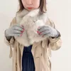 Cinq doigts gants japonais femmes drôle motif d'ongle broderie hiver chaud épaissir fausse laine cyclisme conduite couleur unie mitaines4327081